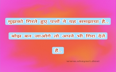 मुझको गिरते हुए पत्तों ने यह समझाया है.. बोझ बन जाओगे तो अपने भी गिरा देते हैं..